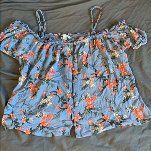 Blue and Orange off the Shoulder Shirt